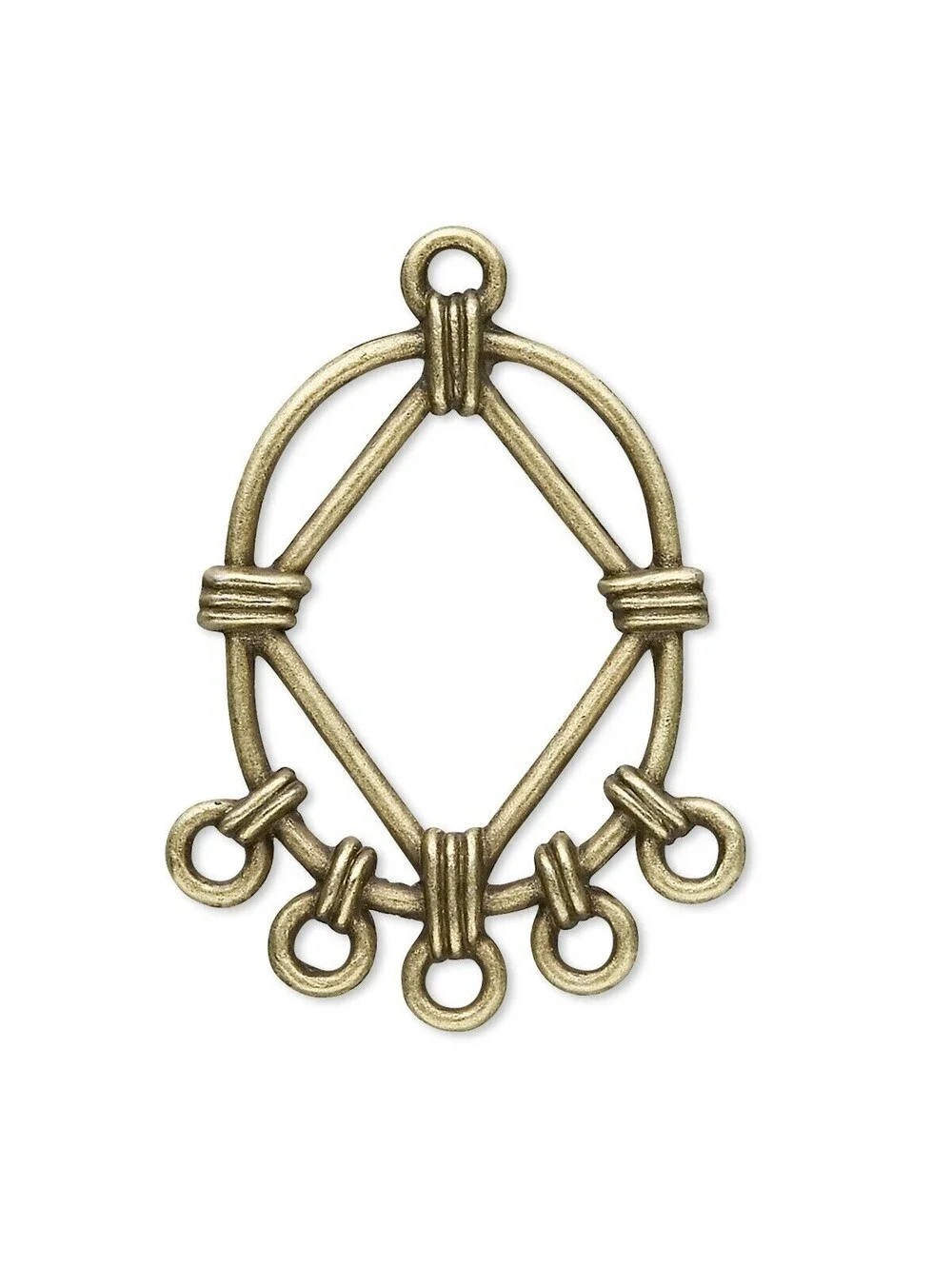 Antique Brass Bronze Oval Rope Pendants Chandelier Earring Findings 2 pcs